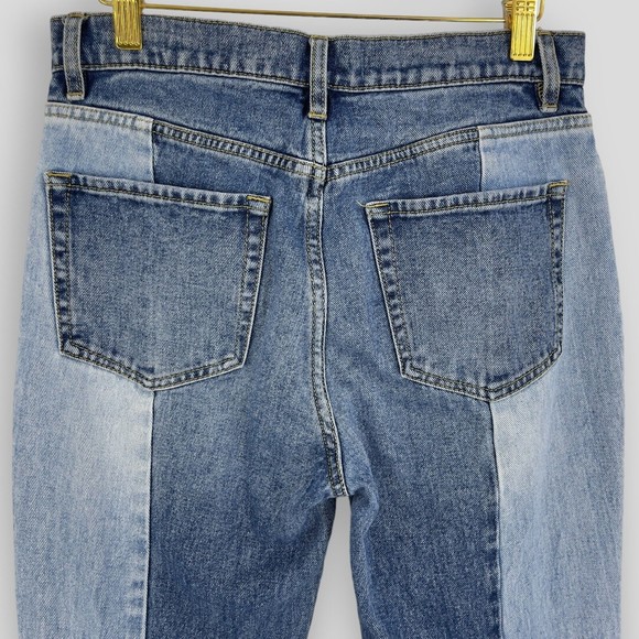 PacSun Jeans Vintage Icon High Rise Two Tone Crop Raw Hem Denim Blue Womens 27 - Picture 6 of 12